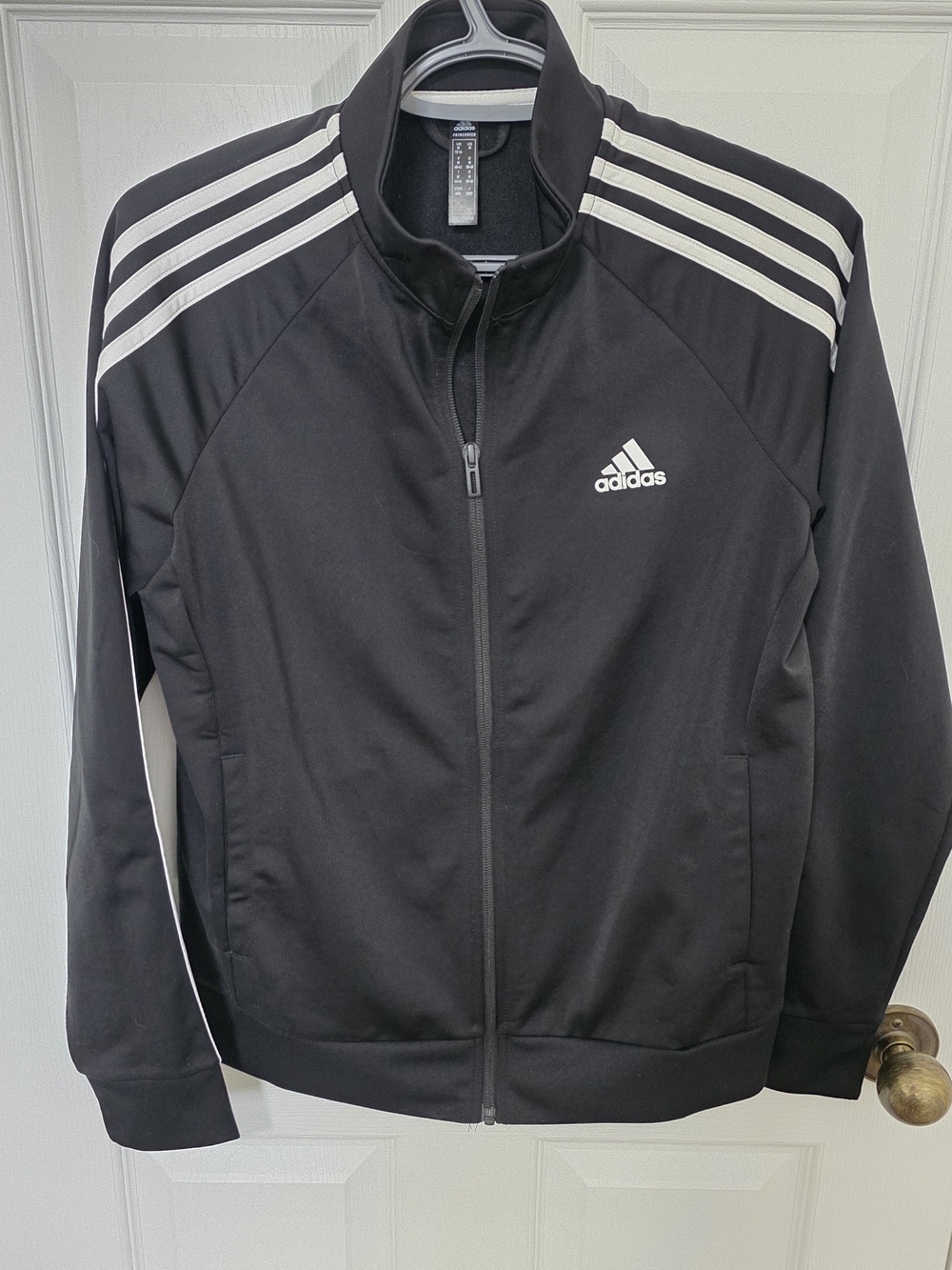 Adidas Black Track Jacket with White Stripes